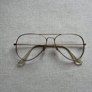 Vintage Ray-Ban Aviator Eyeglass Frames Gold Metal Double Bridge RX Frames